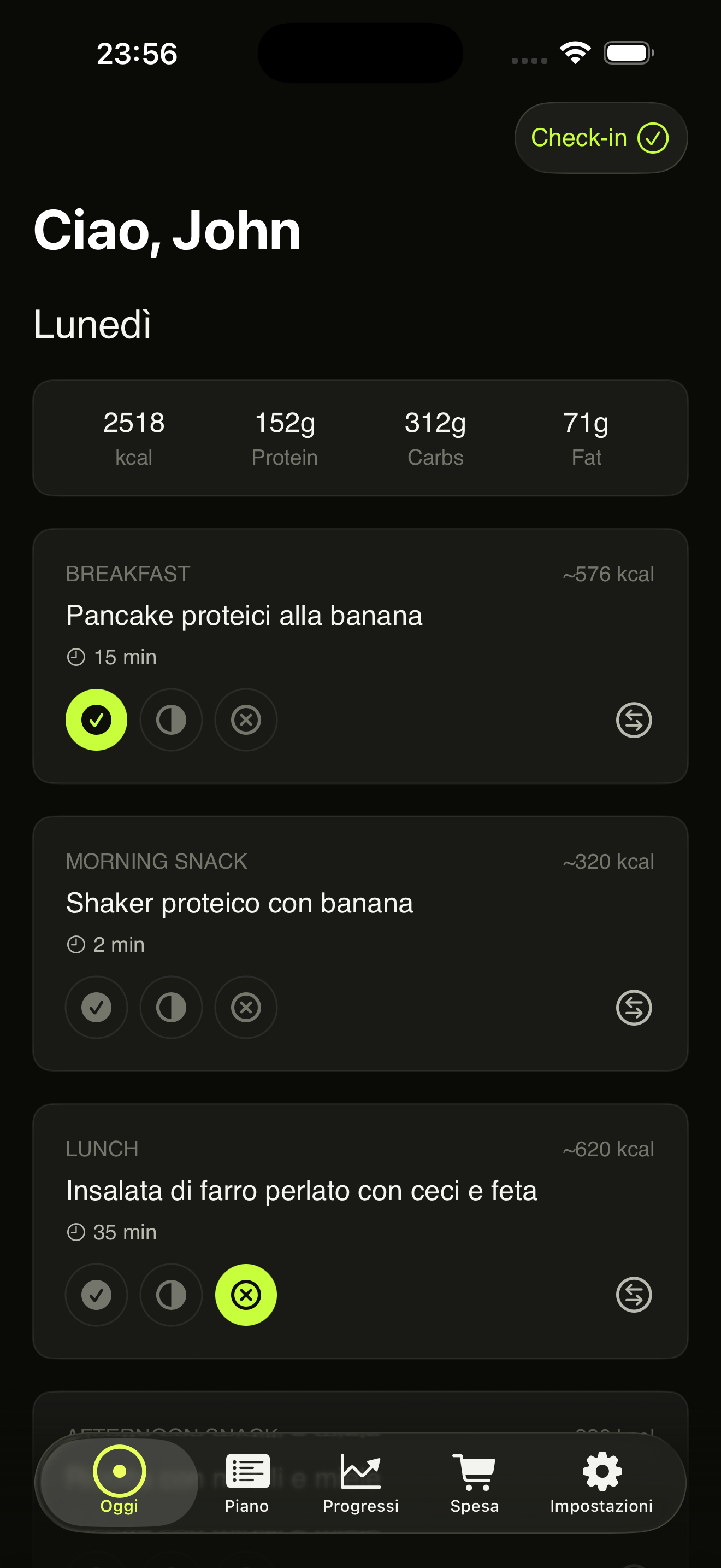 Eidos Today screen in dark mode